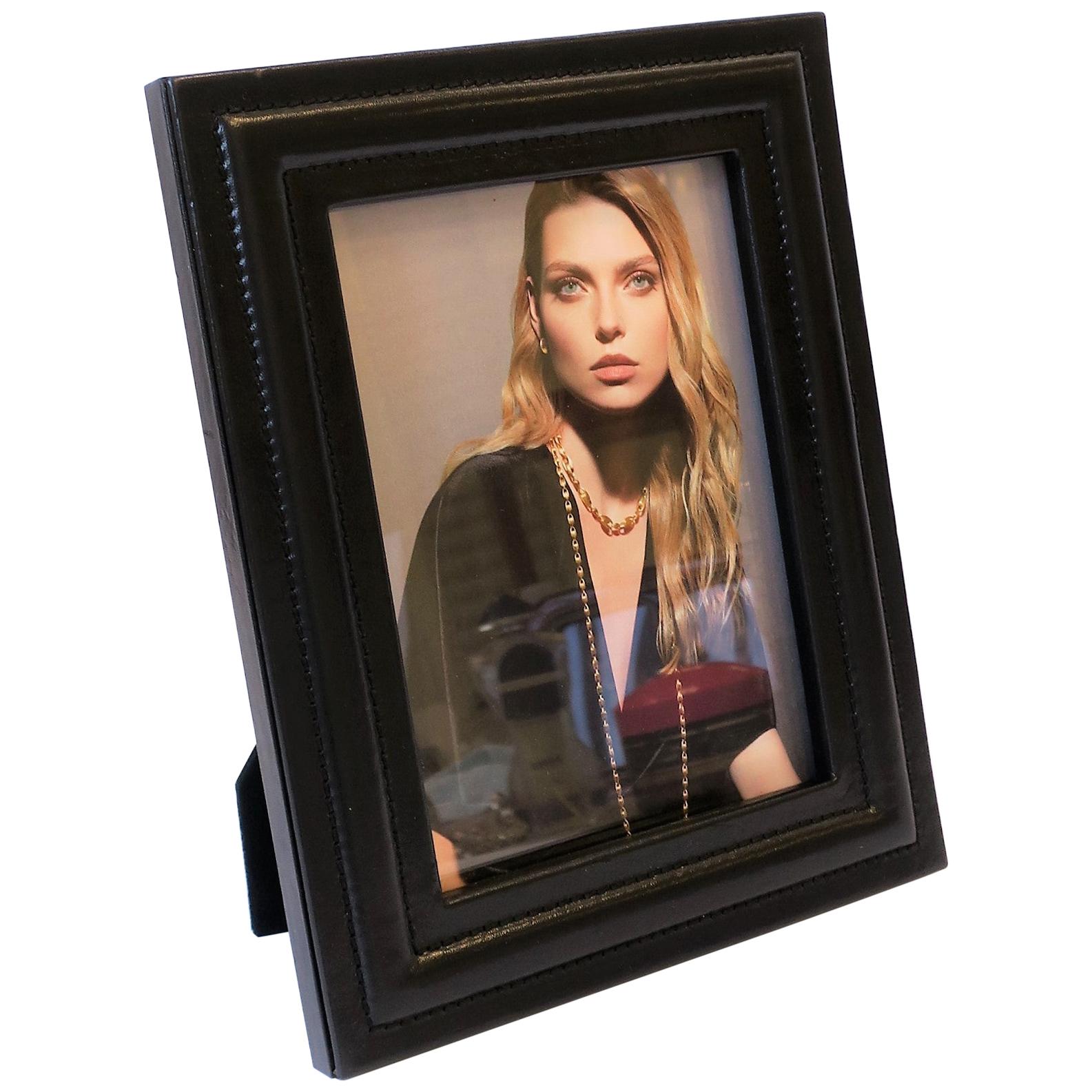 Italian Black Leather Picture Frame