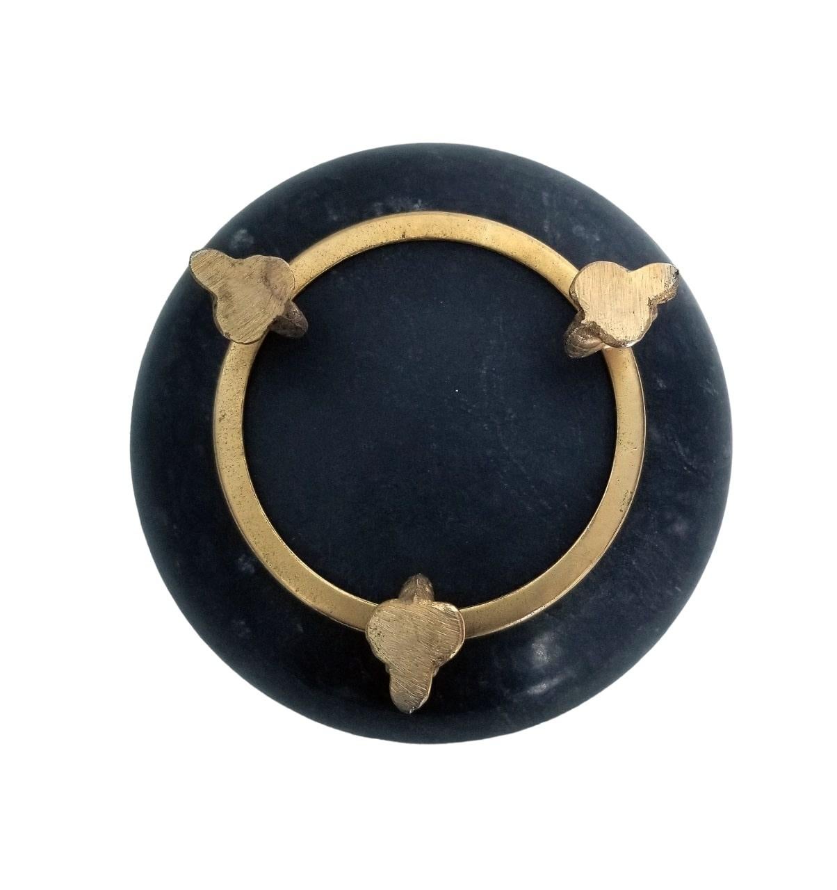 Italian Black Marble and Brass Round Box in the Neoclassical Style 4