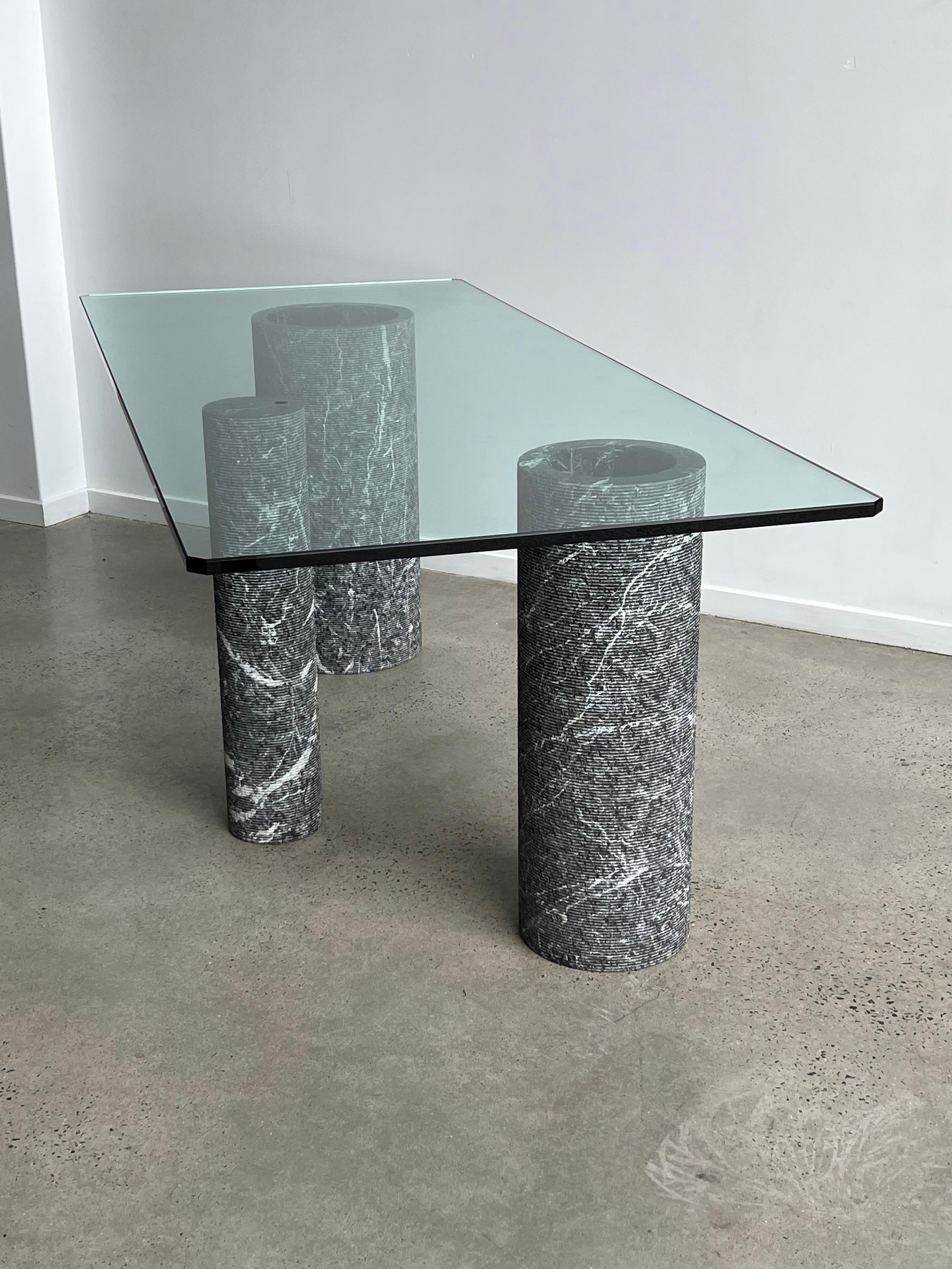 Italian Black Marble and Glass Dining Table by Massimo Vignelli 1980s 3