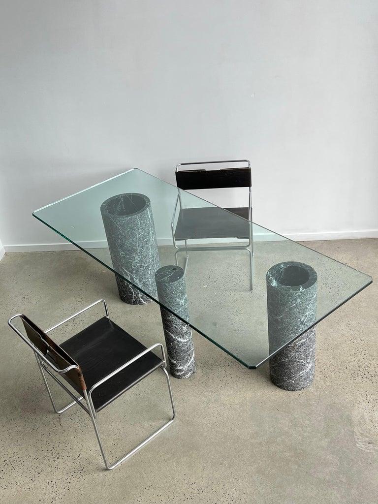 Italian Black Marble and Glass Dining Table by Massimo Vignelli 1980s For Sale 5