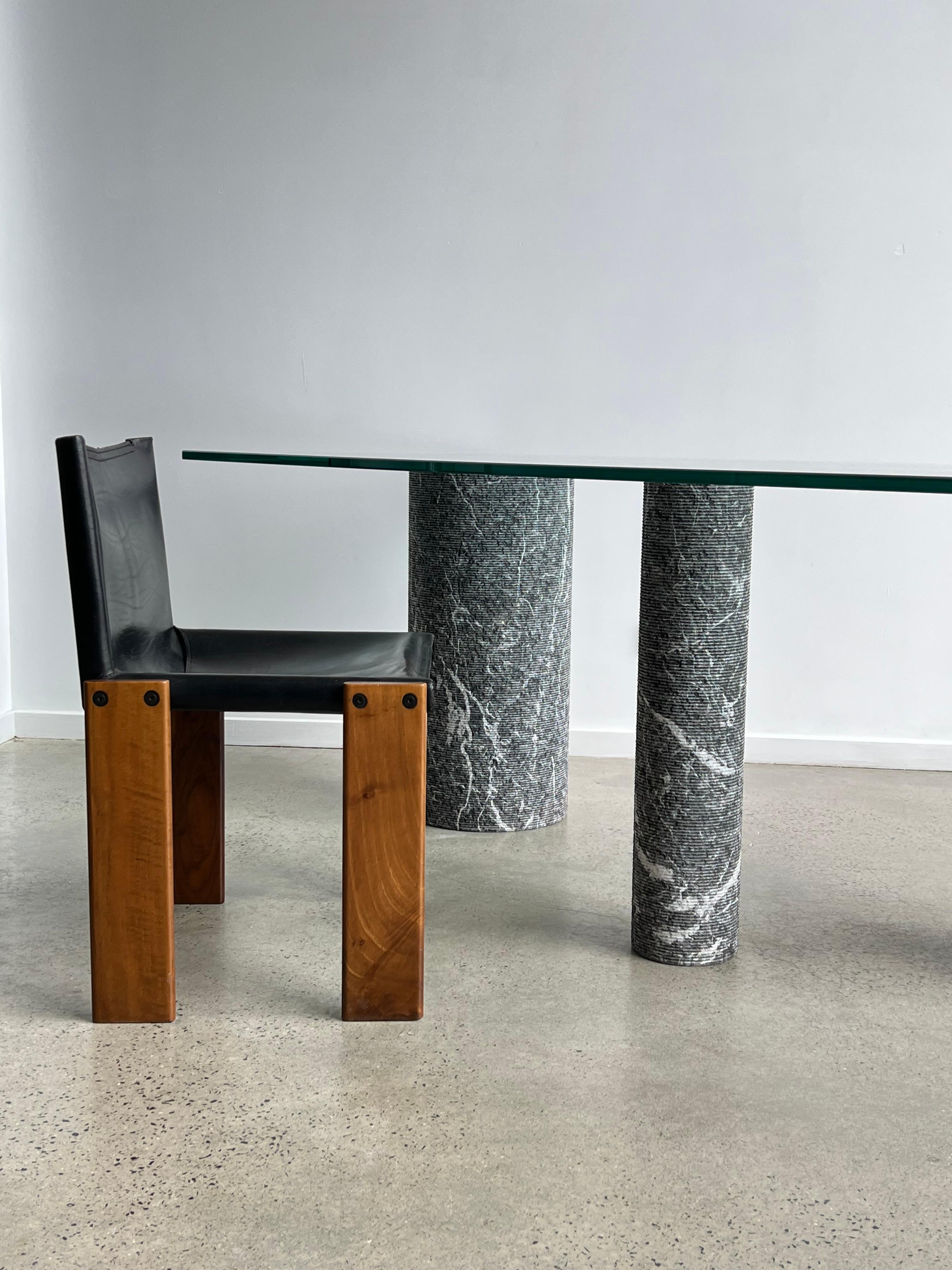 Italian Black Marble and Glass Dining Table by Massimo Vignelli 1980s 8