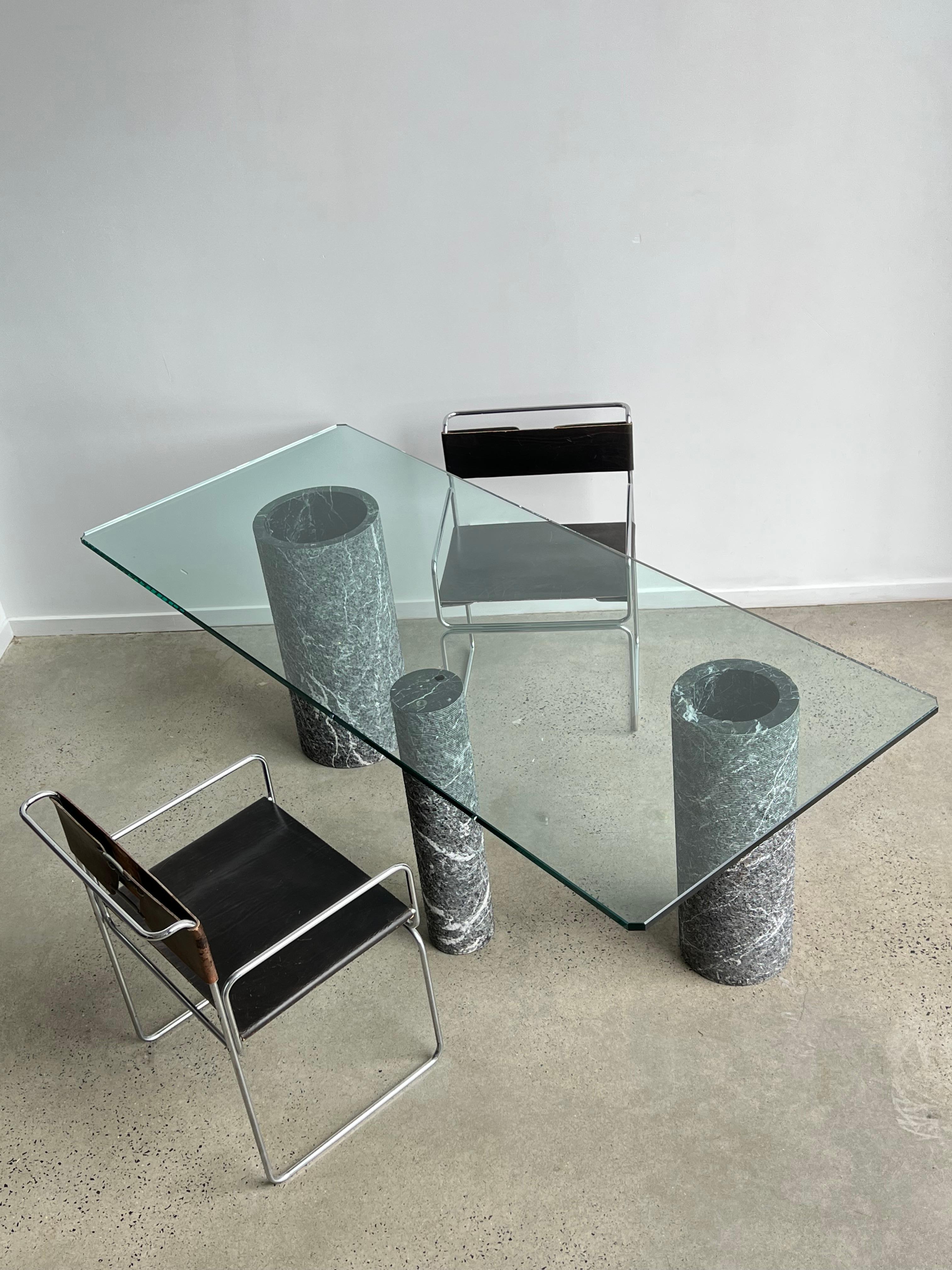 Italian Black Marble and Glass Dining Table by Massimo Vignelli 1980s 9