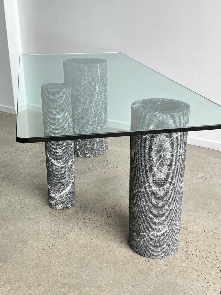 Mid-Century Modern Italian Black Marble and Glass Dining Table by Massimo Vignelli 1980s For Sale