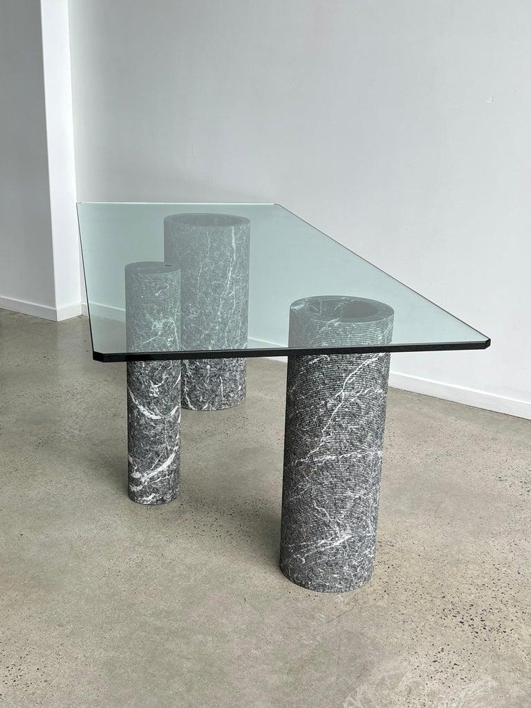 Italian Black Marble and Glass Dining Table by Massimo Vignelli 1980s For Sale 1