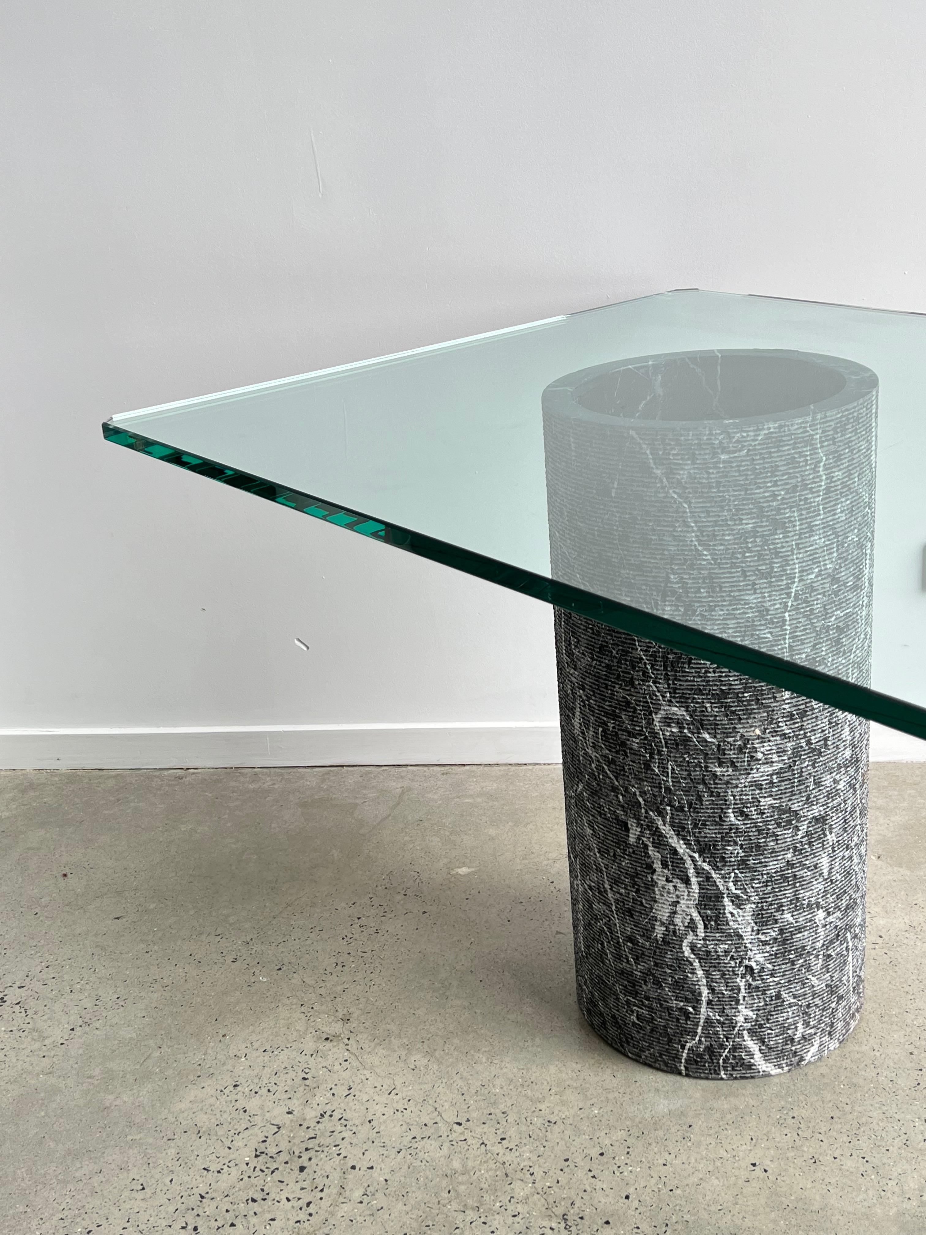Late 20th Century Italian Black Marble and Glass Dining Table by Massimo Vignelli 1980s