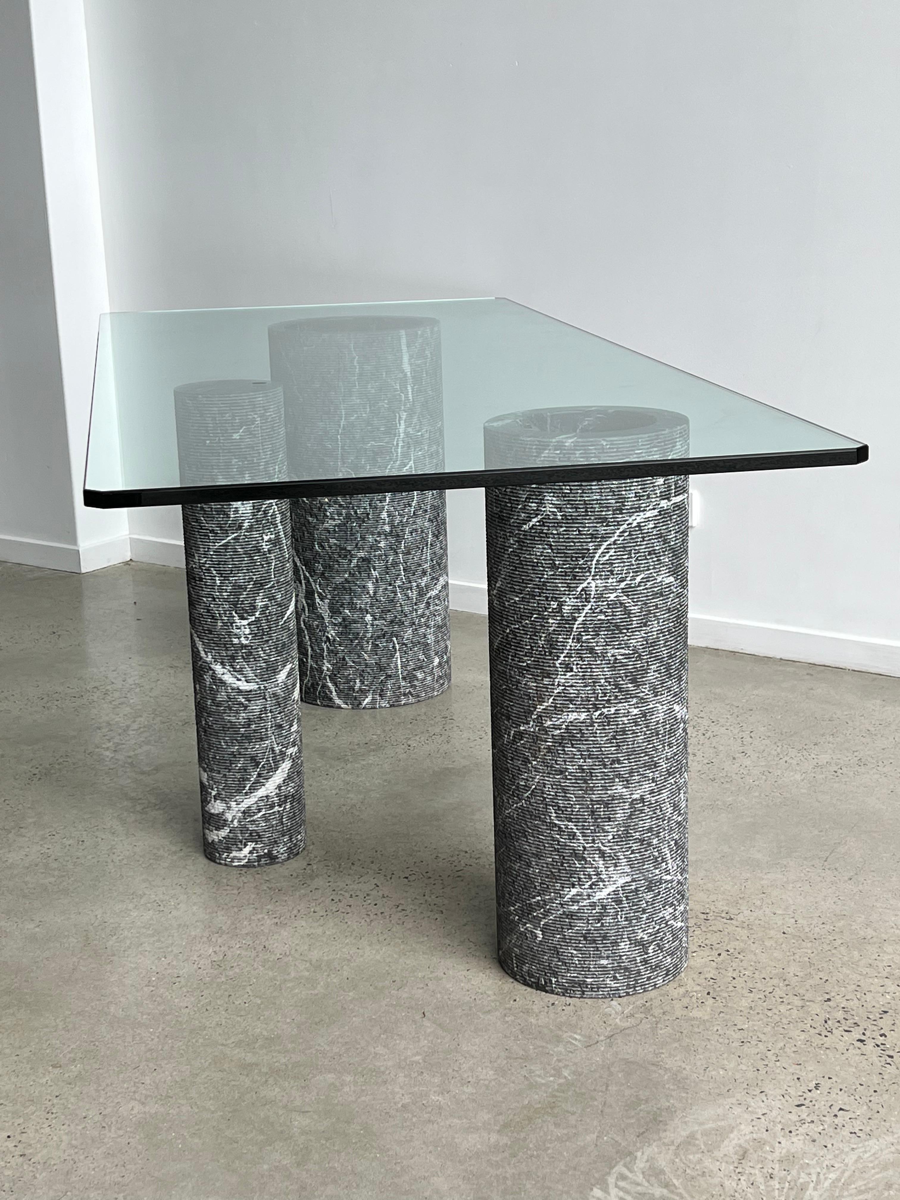 Italian Black Marble and Glass Dining Table by Massimo Vignelli 1980s 2