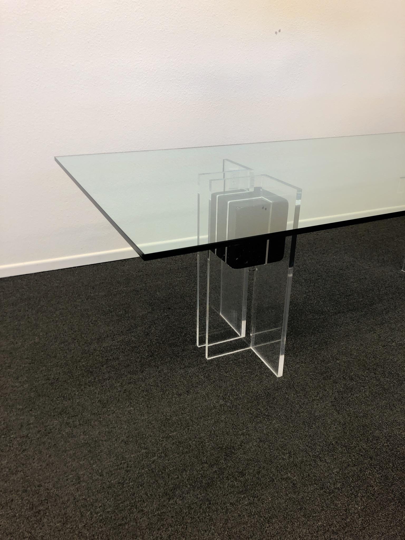 Late 20th Century Italian Black Marble and Lucite Dining Table