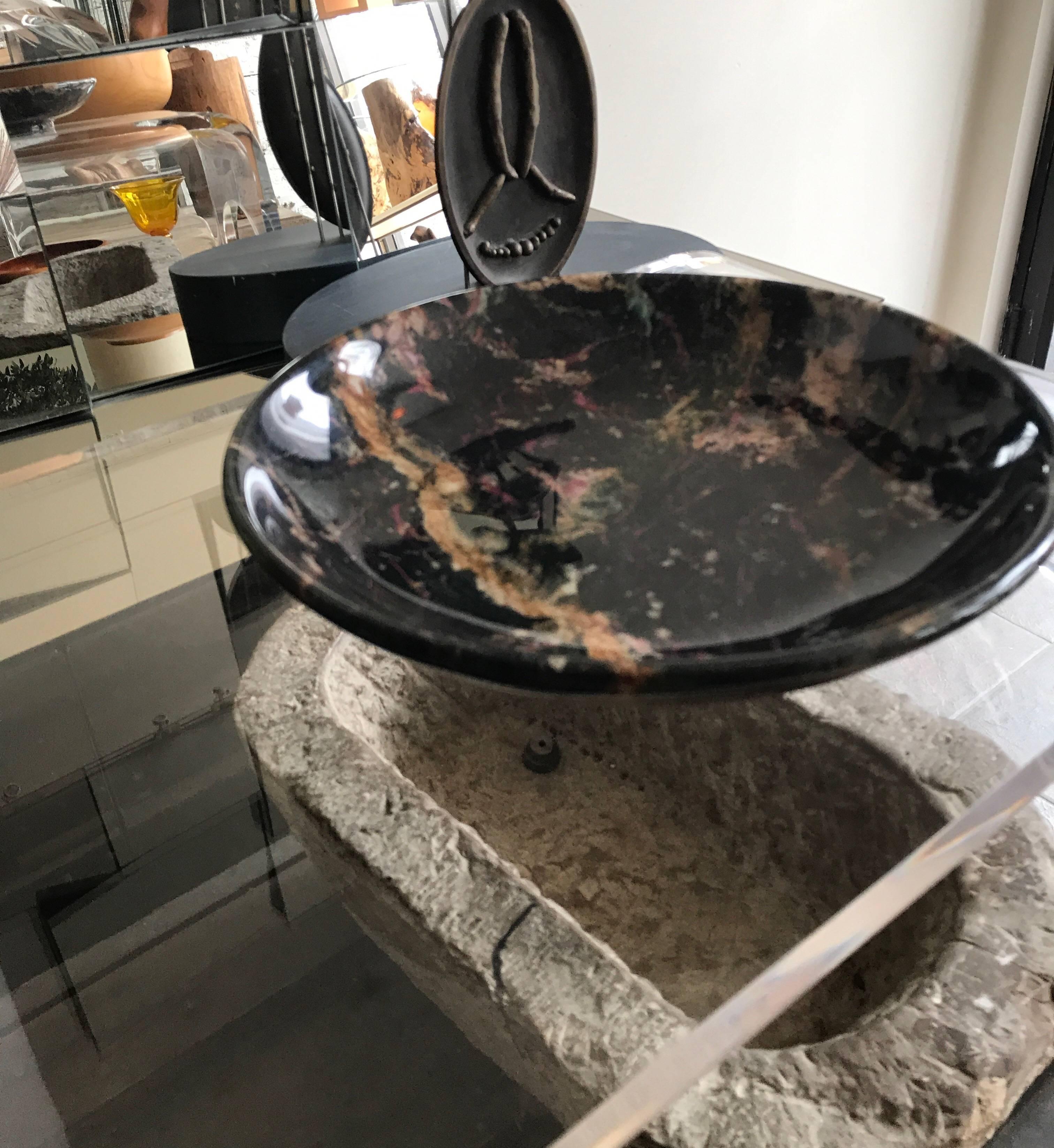 Italian Black Marble Bowl Centrepiece by Up & Up 3