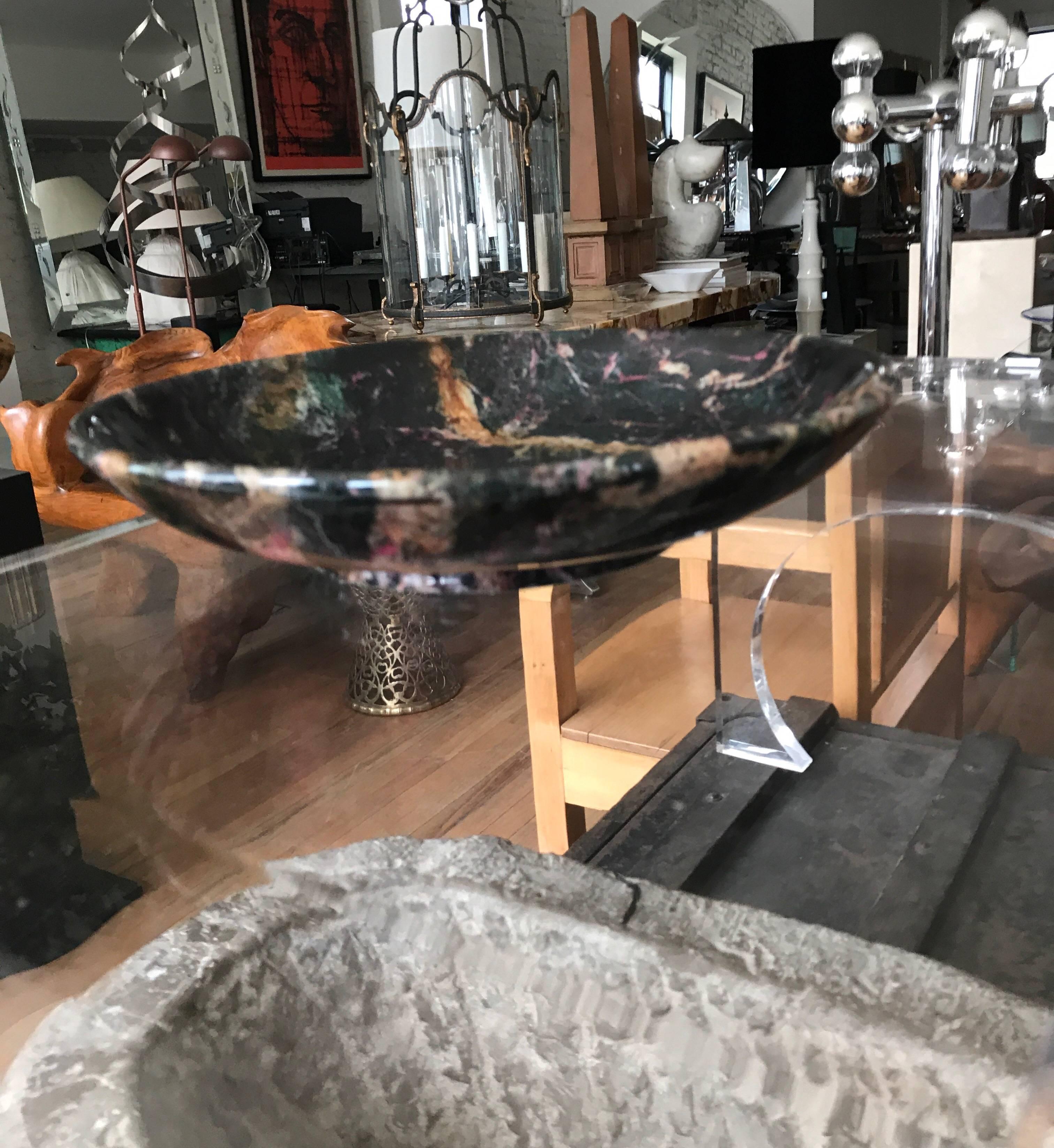 Late 20th Century Italian Black Marble Bowl Centrepiece by Up & Up