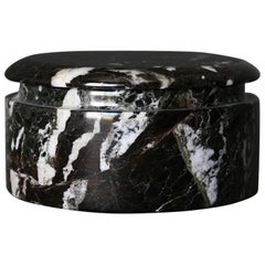 Italian Black Marble Lidded Jar circa 1980