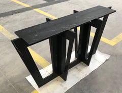 Italian Black Marble Modernist Console or Sofa Table by Massimo Mangiardi
