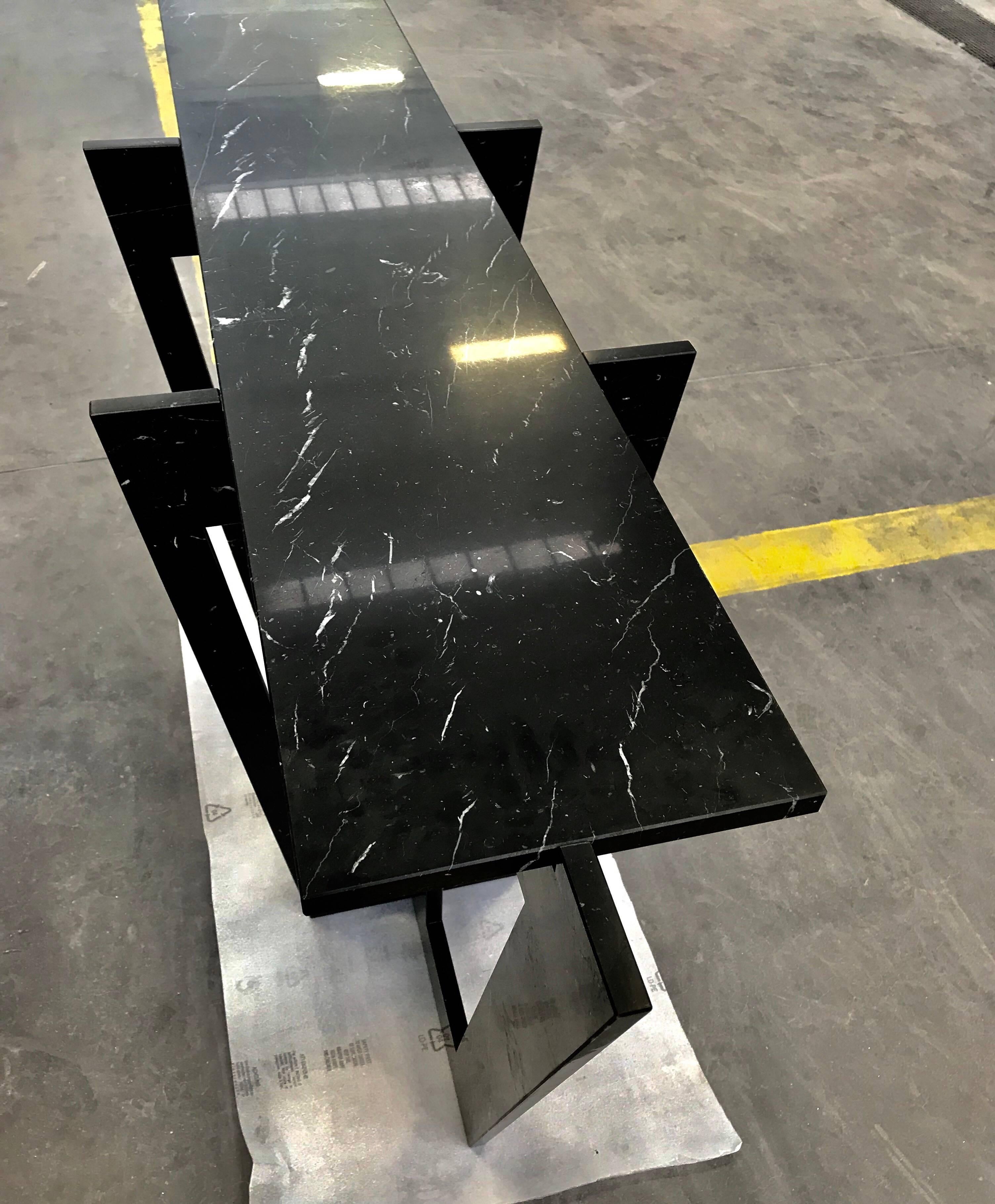 Mid-Century Modern Italian Black Marble Modernist Console or Sofa Table by Massimo Mangiardi For Sale