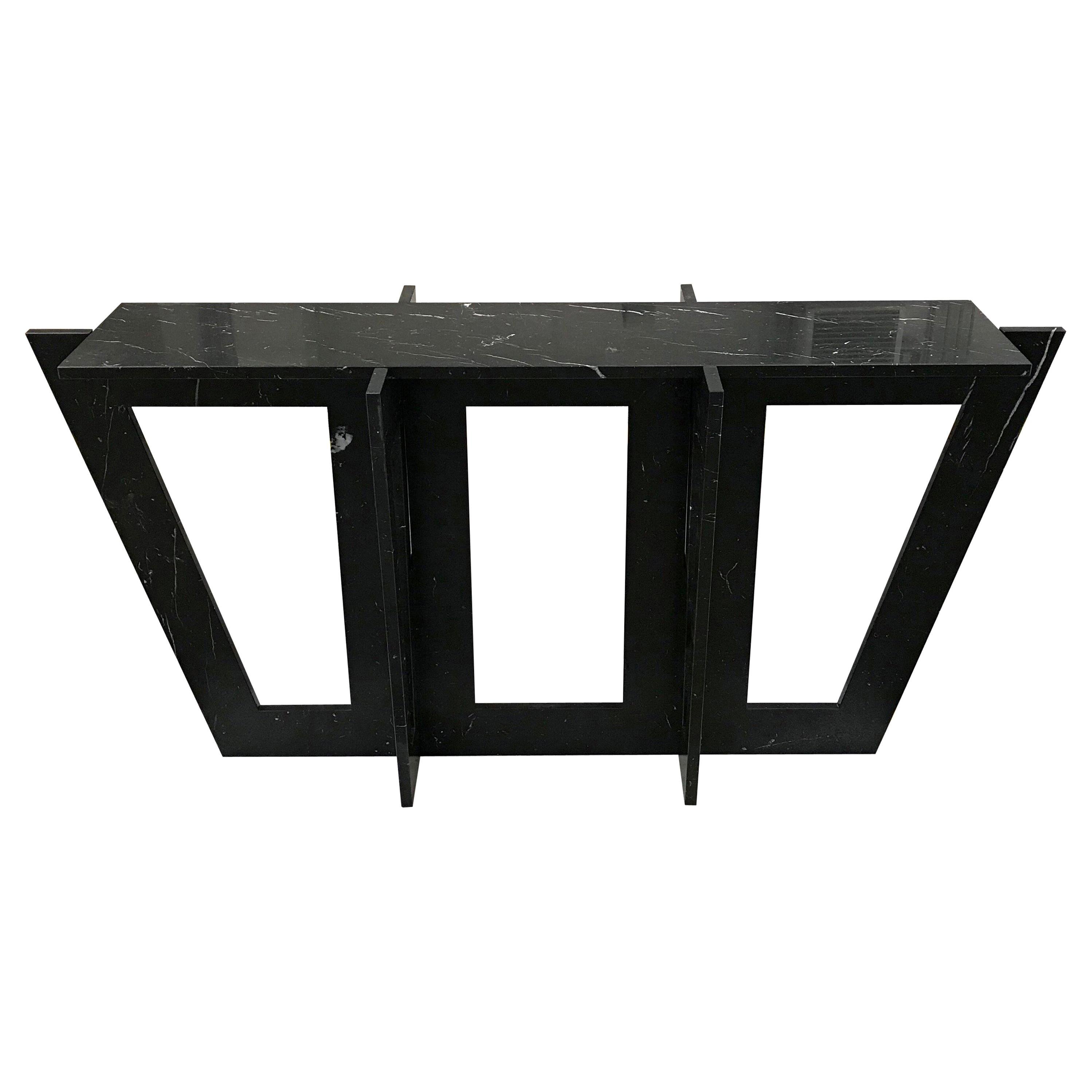 Italian Black Marble Modernist Console or Sofa Table by Massimo Mangiardi For Sale