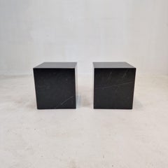 Italian Black Marble Pedestal or Side Table, 1980's