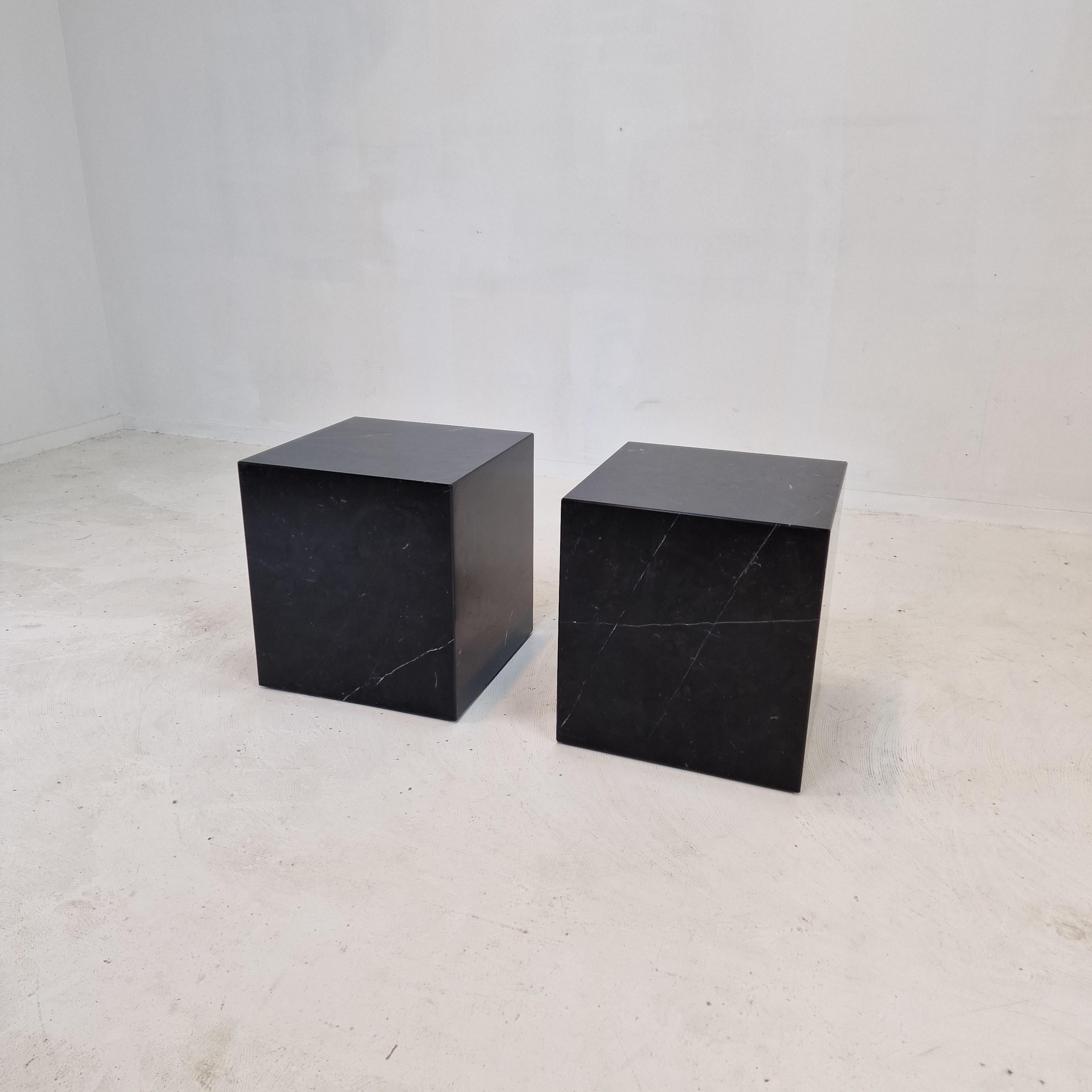 Hand-Crafted Italian Black Marble Pedestal or Side Table, 1980's For Sale