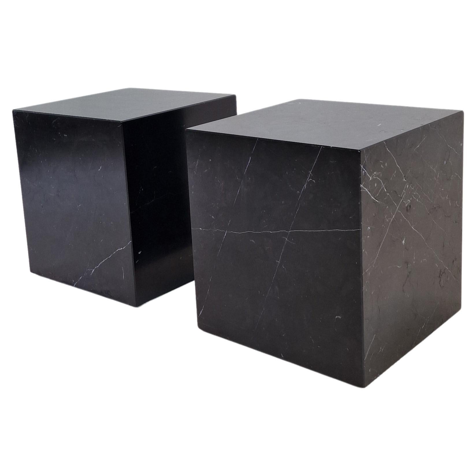 Italian Black Marble Pedestal or Side Table, 1980's