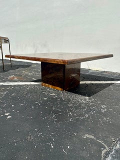 1970s Italian Browns Marble Pedestal Square Coffee Table