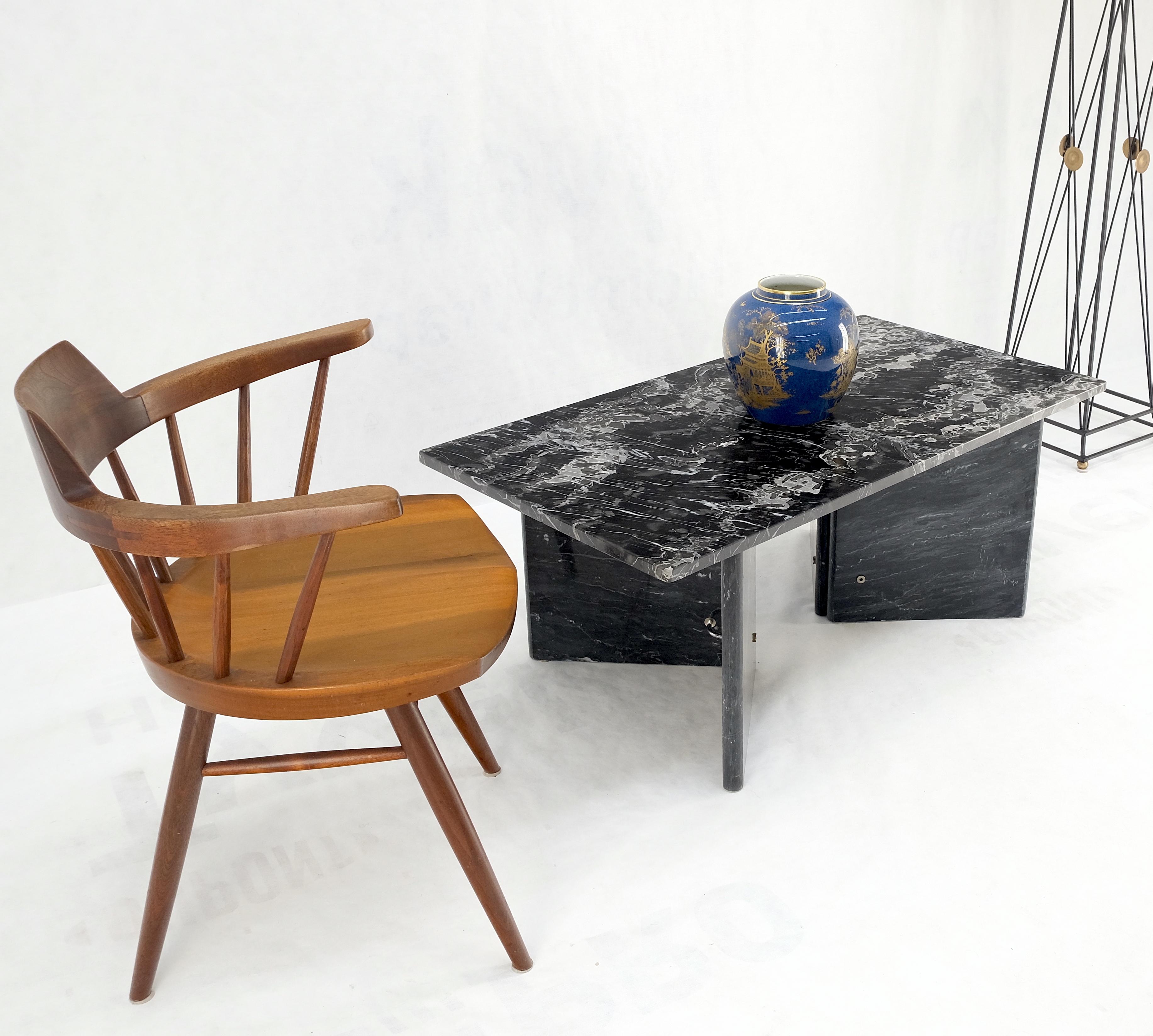 Italienisch Schwarzer Marmor Top Double Pedestal Base Rectangle Coffee Table MINT! im Angebot 4