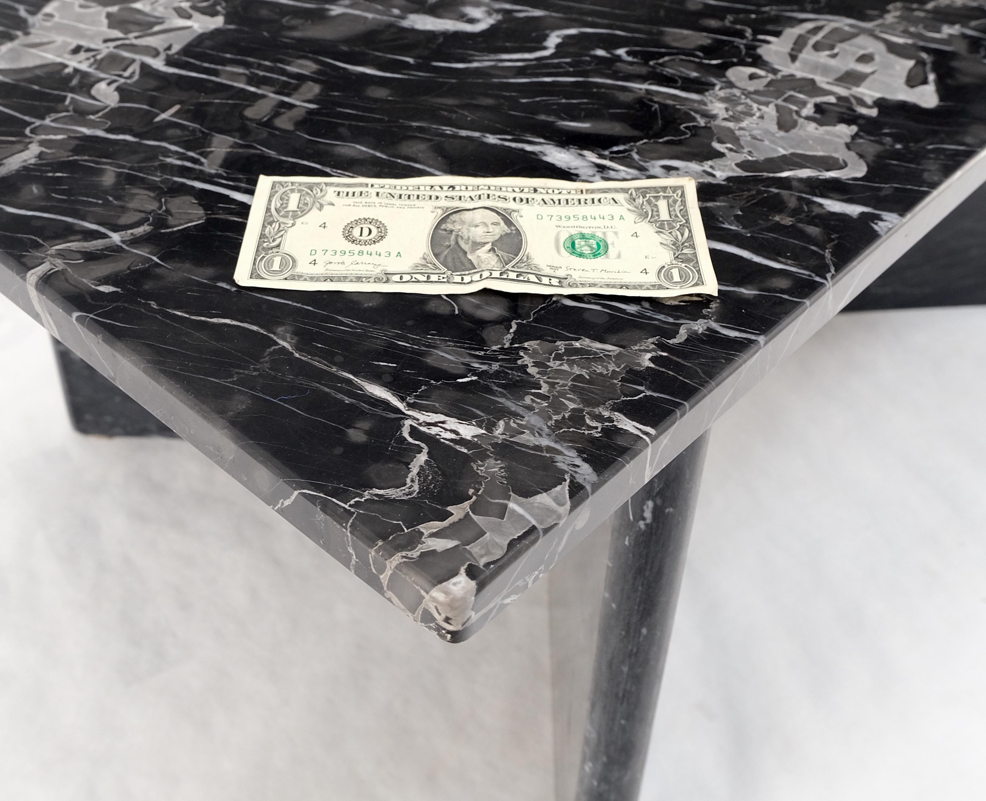 Italian Black Marble Top Double Pedestal Base Rectangle Coffee Table MINT! For Sale 2