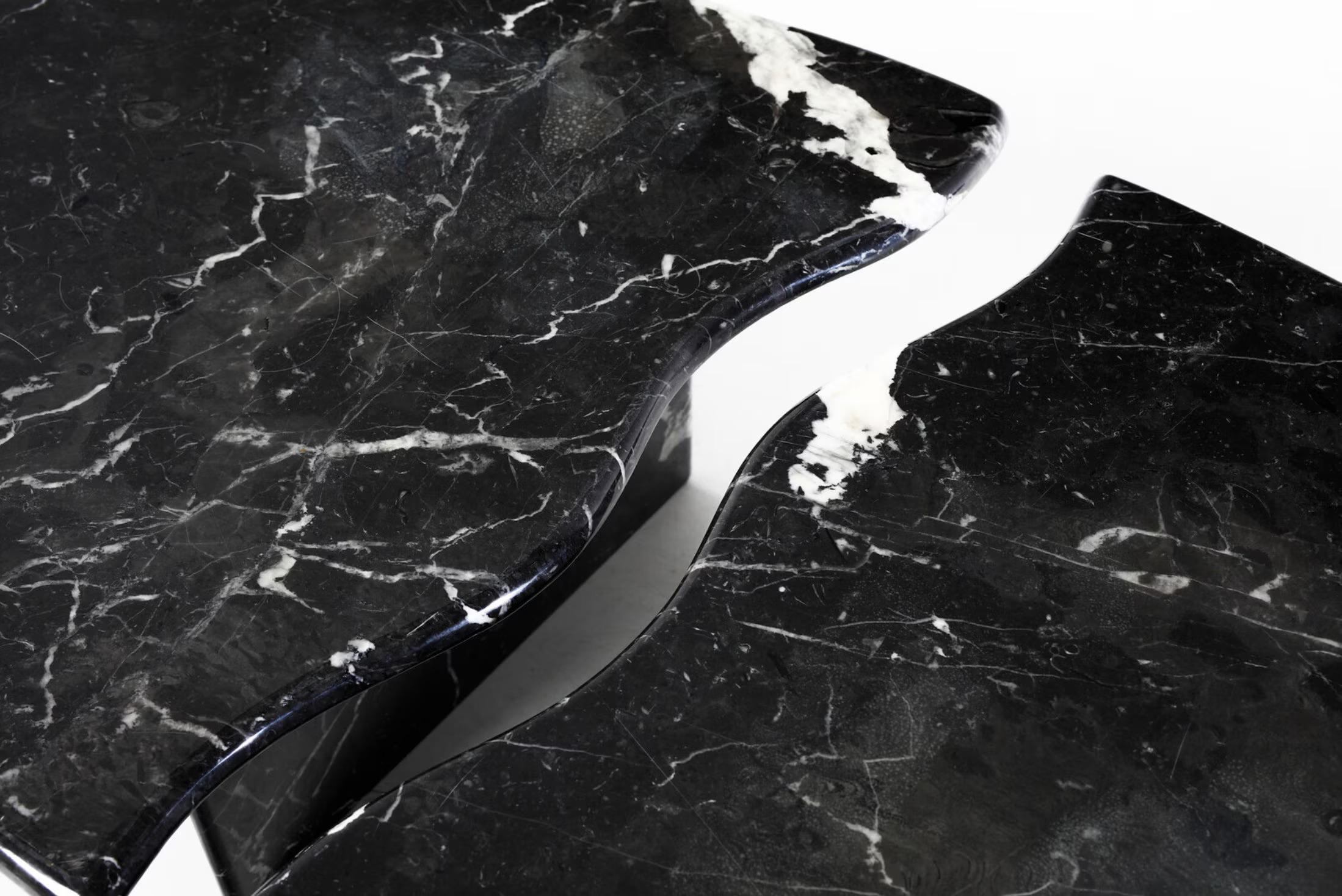 Italian Black Marquina Marble, Coffee Table, Italy, 1970s In Good Condition For Sale In New York, NY