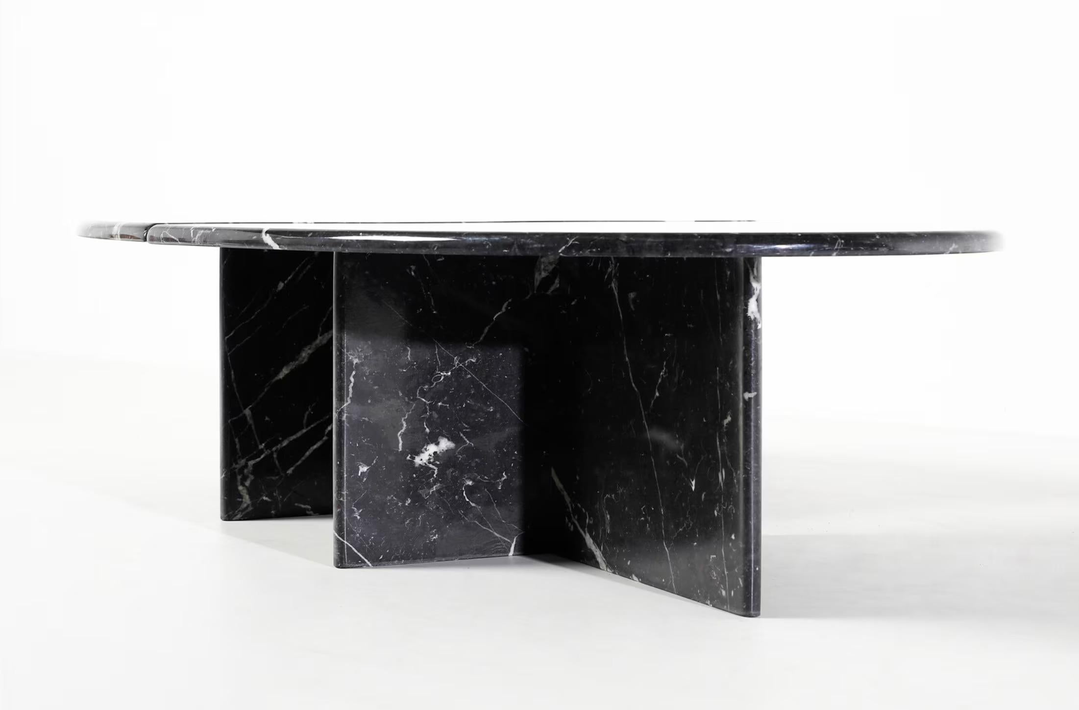 Italian Black Marquina Marble, Coffee Table, Italy, 1970s For Sale 1