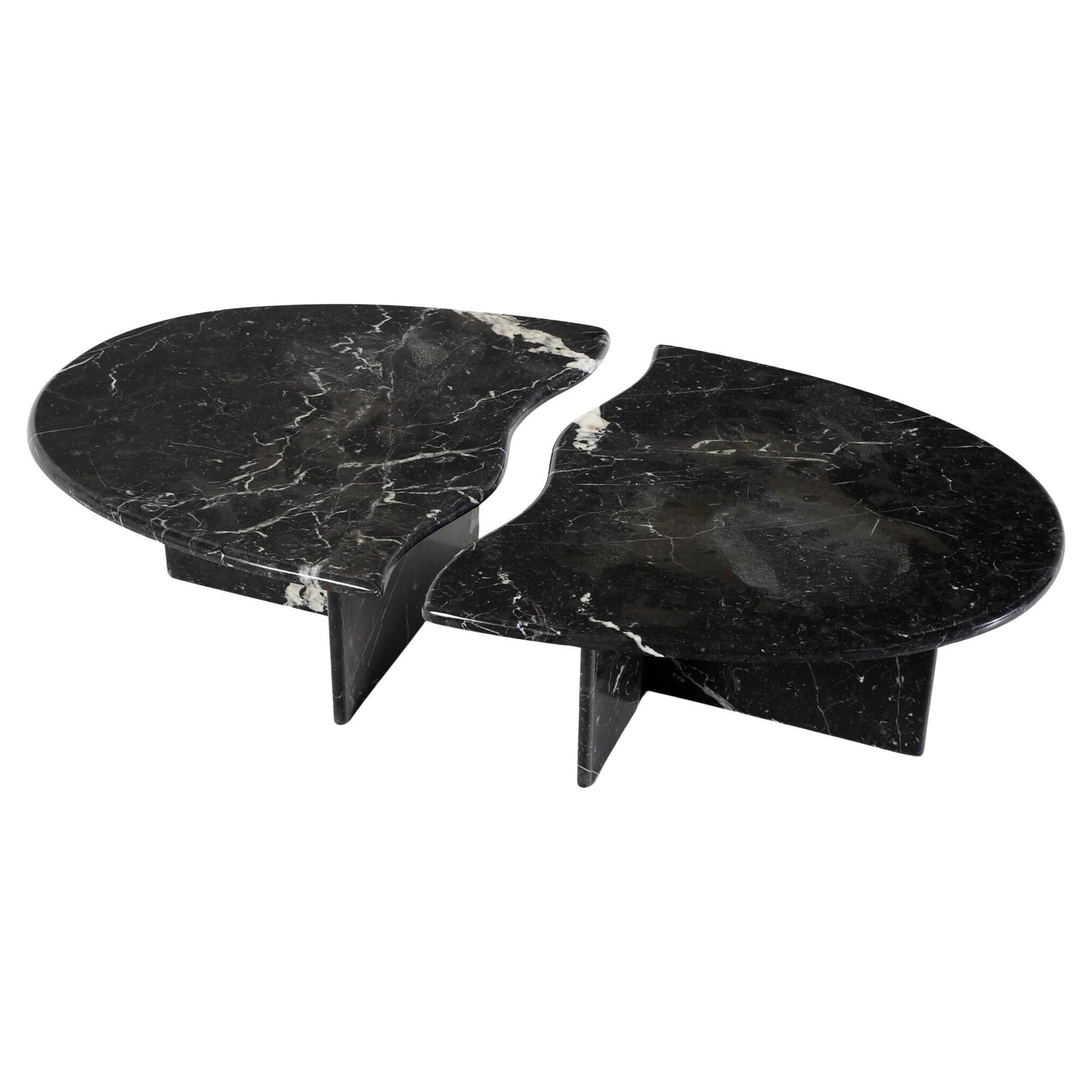 Italian Black Marquina Marble, Coffee Table, Italy, 1970s For Sale