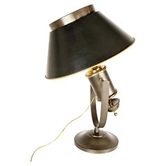 Italian black metal and brass tilting Mid Century Modern table lamp