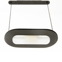 Italian Black Metal and Glass Postmodern Chandelier, 1980s