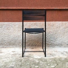 Italian Black Metal and Scooby Dining Chair, Produced by Pluri Bergamo, 1970s