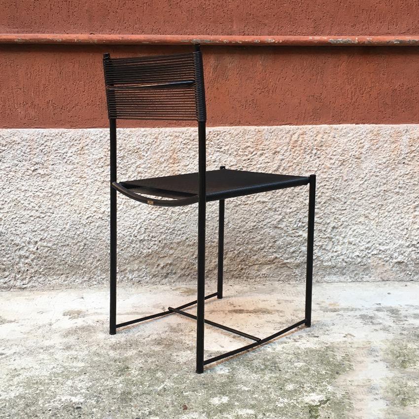 Enameled Italian Black Metal and Scooby Dining Chair, Produced by Pluri Bergamo, 1970s