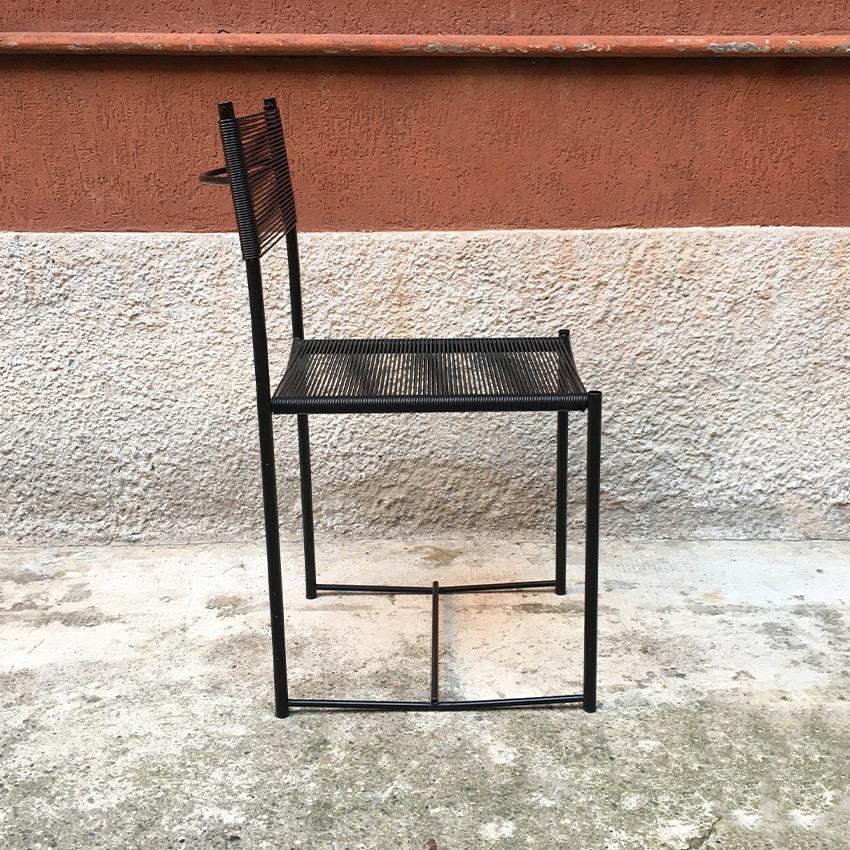 Italian Black Metal and Scooby Dining Chair, Produced by Pluri Bergamo, 1970s In Good Condition In MIlano, IT