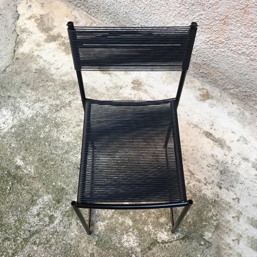 Late 20th Century Italian Black Metal and Scooby Dining Chair, Produced by Pluri Bergamo, 1970s