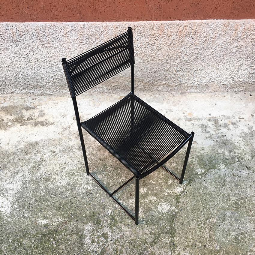Italian Black Metal and Scooby Dining Chair, Produced by Pluri Bergamo, 1970s 1