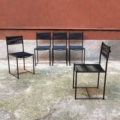 Italian Black Metal and Scooby Dining Chairs, Produced by Pluri Bergamo, 1970s