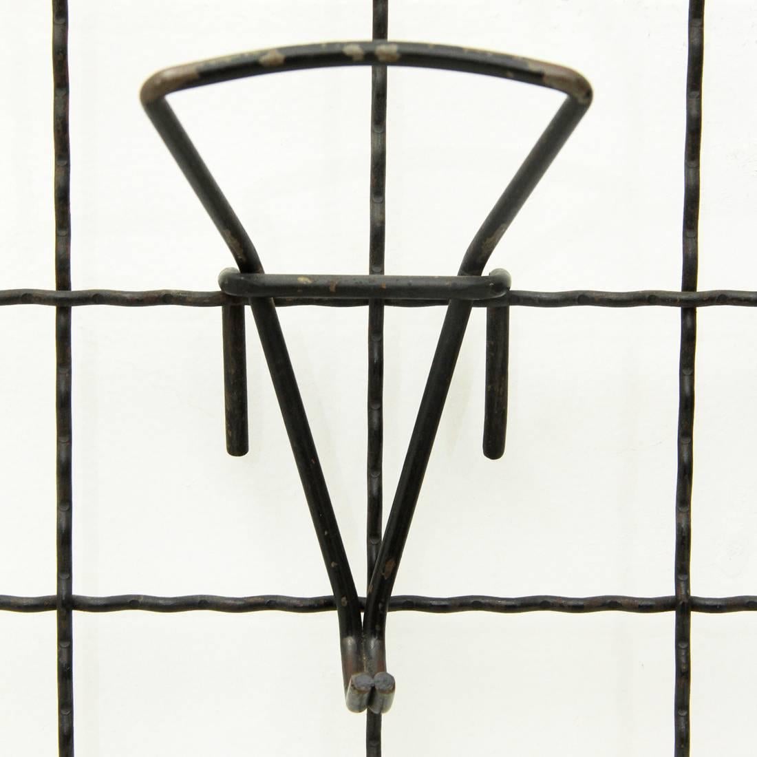 Italian Black Metal Wall Coat Hanger, 1950s 2