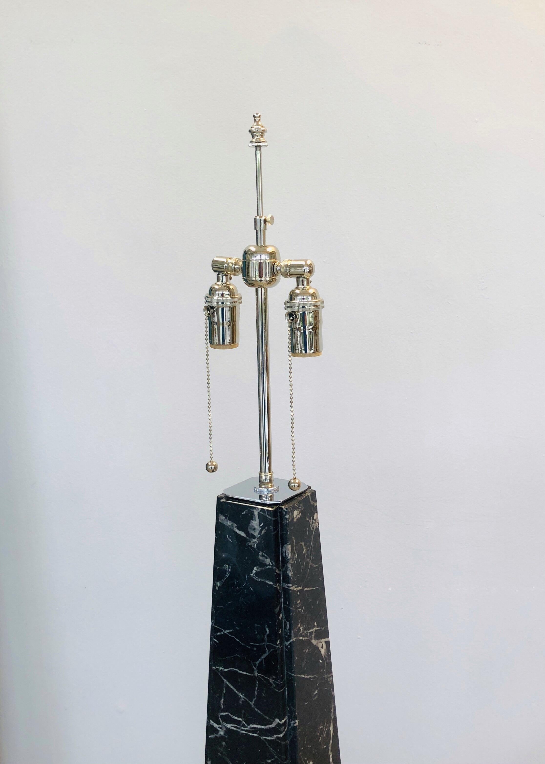 Late 20th Century Italian Black Obelisk Marble Floor Lamp, 1970s