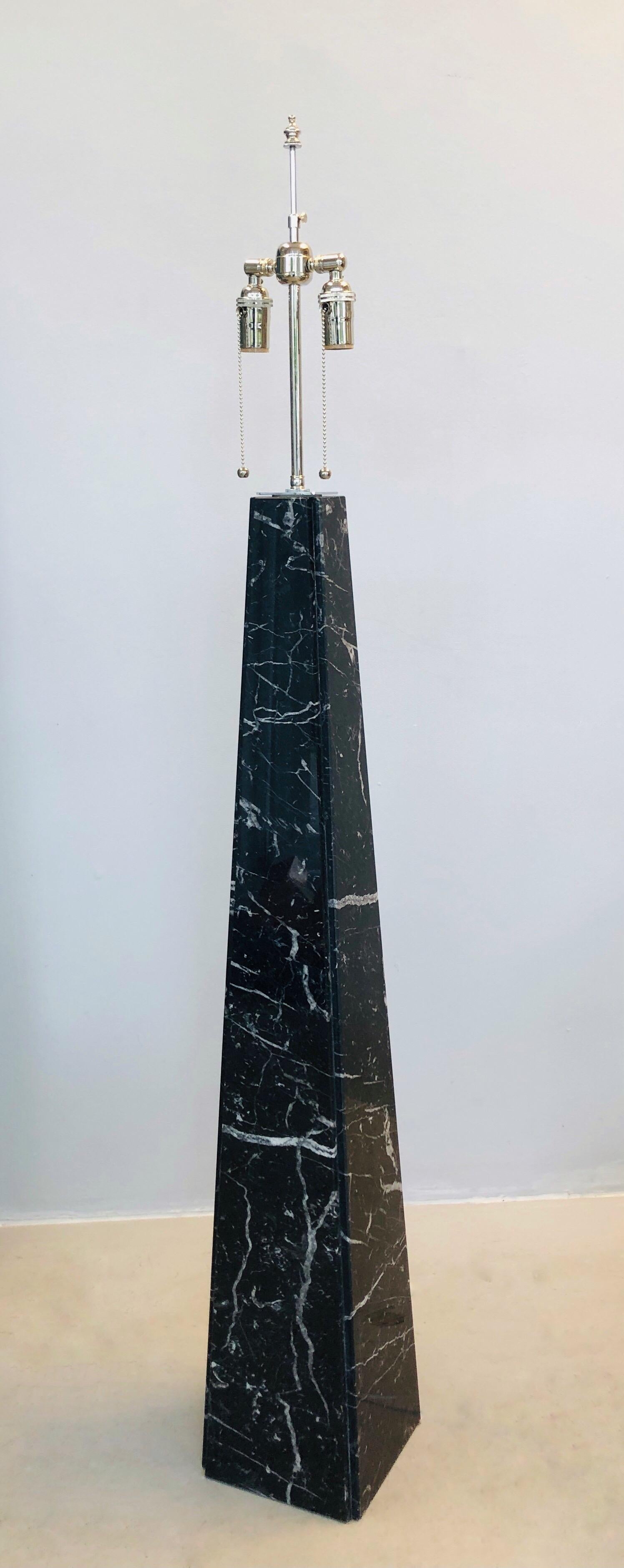 Italian Black Obelisk Marble Floor Lamp, 1970s 2