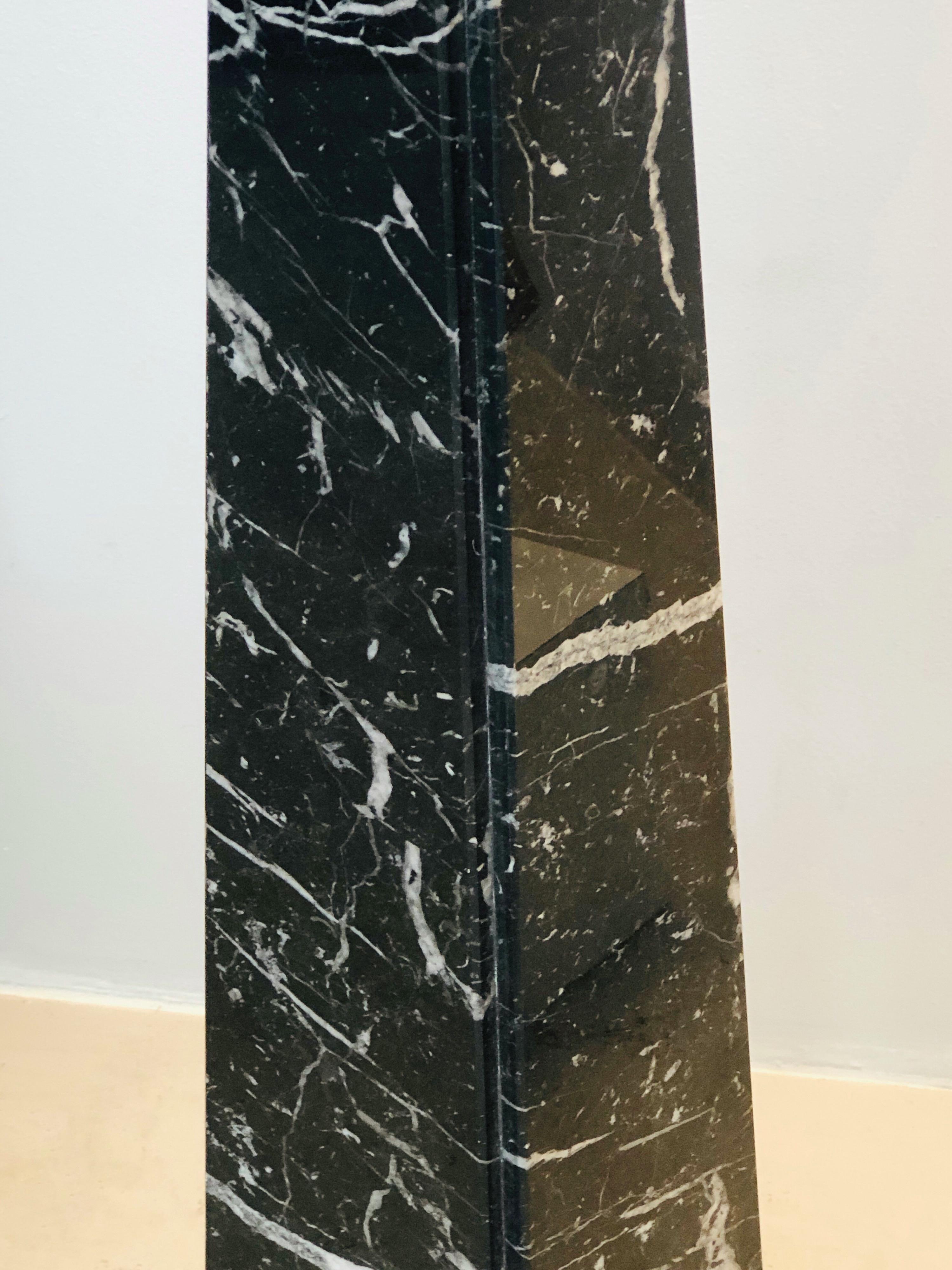 Italian Black Obelisk Marble Floor Lamp, 1970s 3