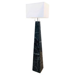 Italian Black Obelisk Marble Floor Lamp, 1970s