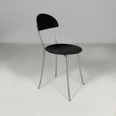 Italian black plastic aluminum chairs 2090 Tonietta Enzo Mari Zanotta 1980s