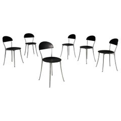 Italian black plastic aluminum chairs 2090 Tonietta Enzo Mari Zanotta 1980s Italian black plastic aluminum chairs 2090 Tonietta Enzo Mari Zanotta 1980s