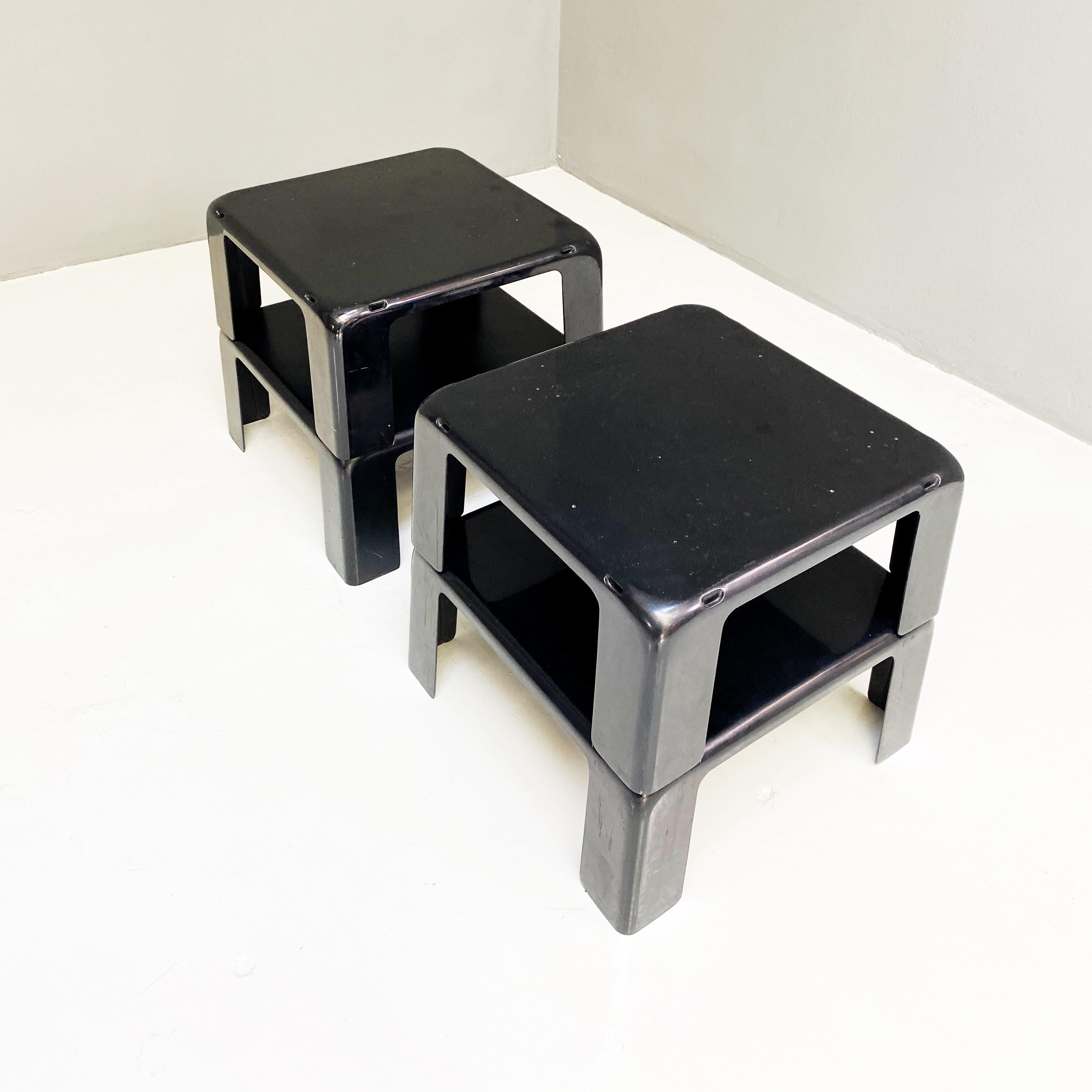 Mid-Century Modern Italian Black plastic coffee tables 4 Gatti by Mario Bellini for B&B, 1970s For Sale