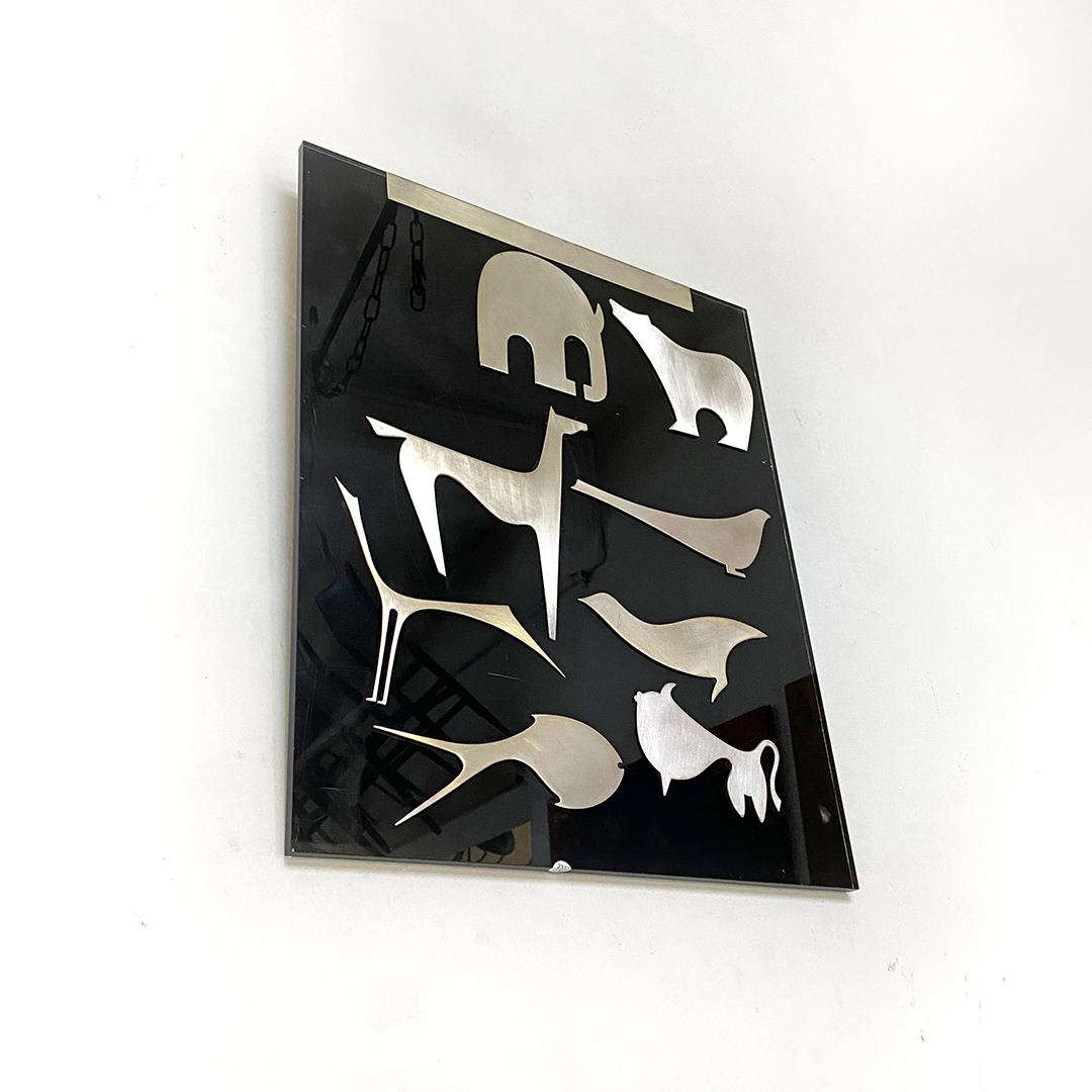 Mid-Century Modern Panneau décoratif italien en plexiglas noir avec animal par Lino Sabattini, années 1980 en vente