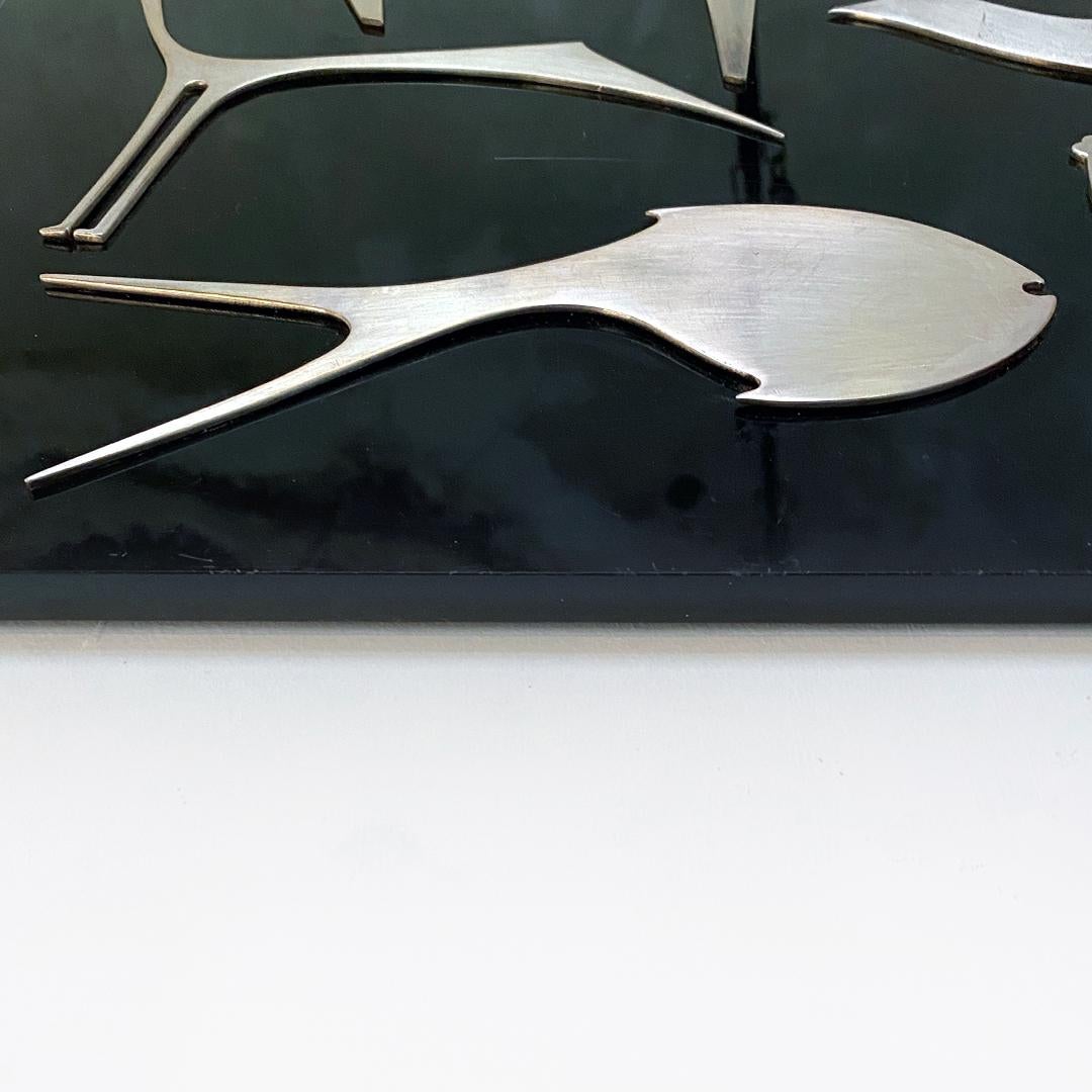 Italian Black Plexiglass Decorative Panel with Animal by Lino Sabattini, 1980s In Good Condition For Sale In MIlano, IT