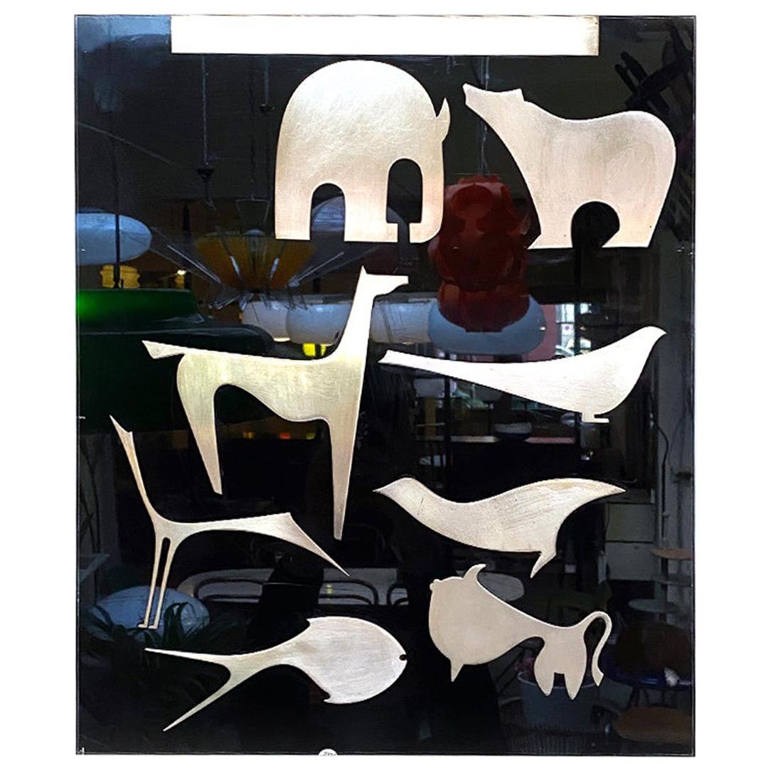 Italian Black Plexiglass Decorative Panel with Animal by Lino Sabattini, 1980s