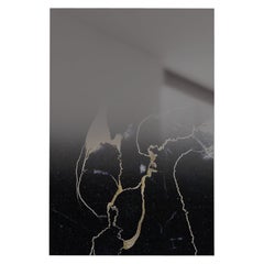Italian Black Portoro Gold Vein Marble Decorative Wall Mirror by Formaminima