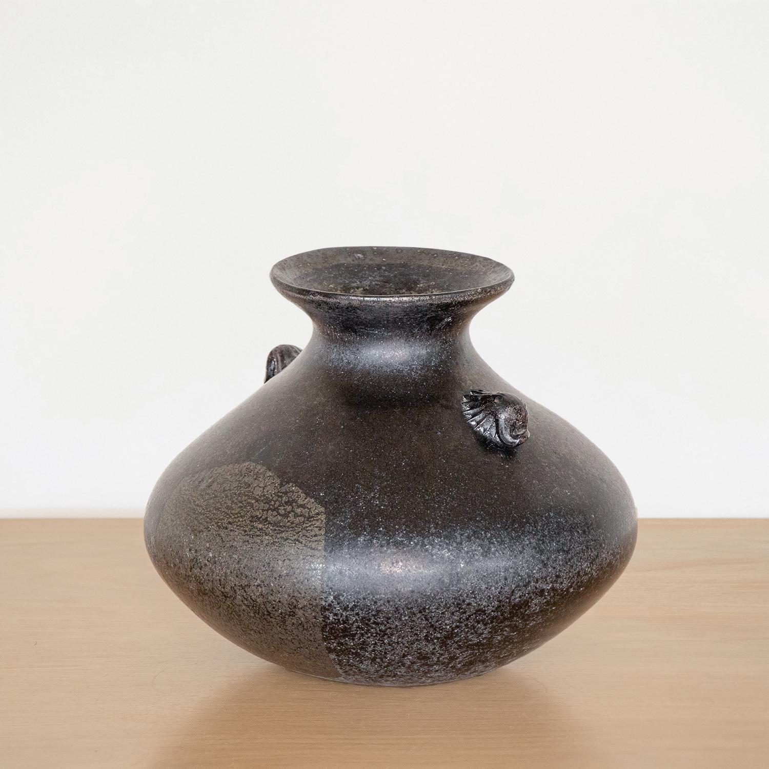 20th Century Italian Black Scavo Vase