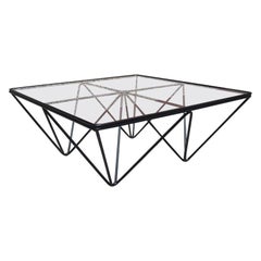Italian Black Steel and Glass Alanda Coffee Table by B&B Italia, 1979