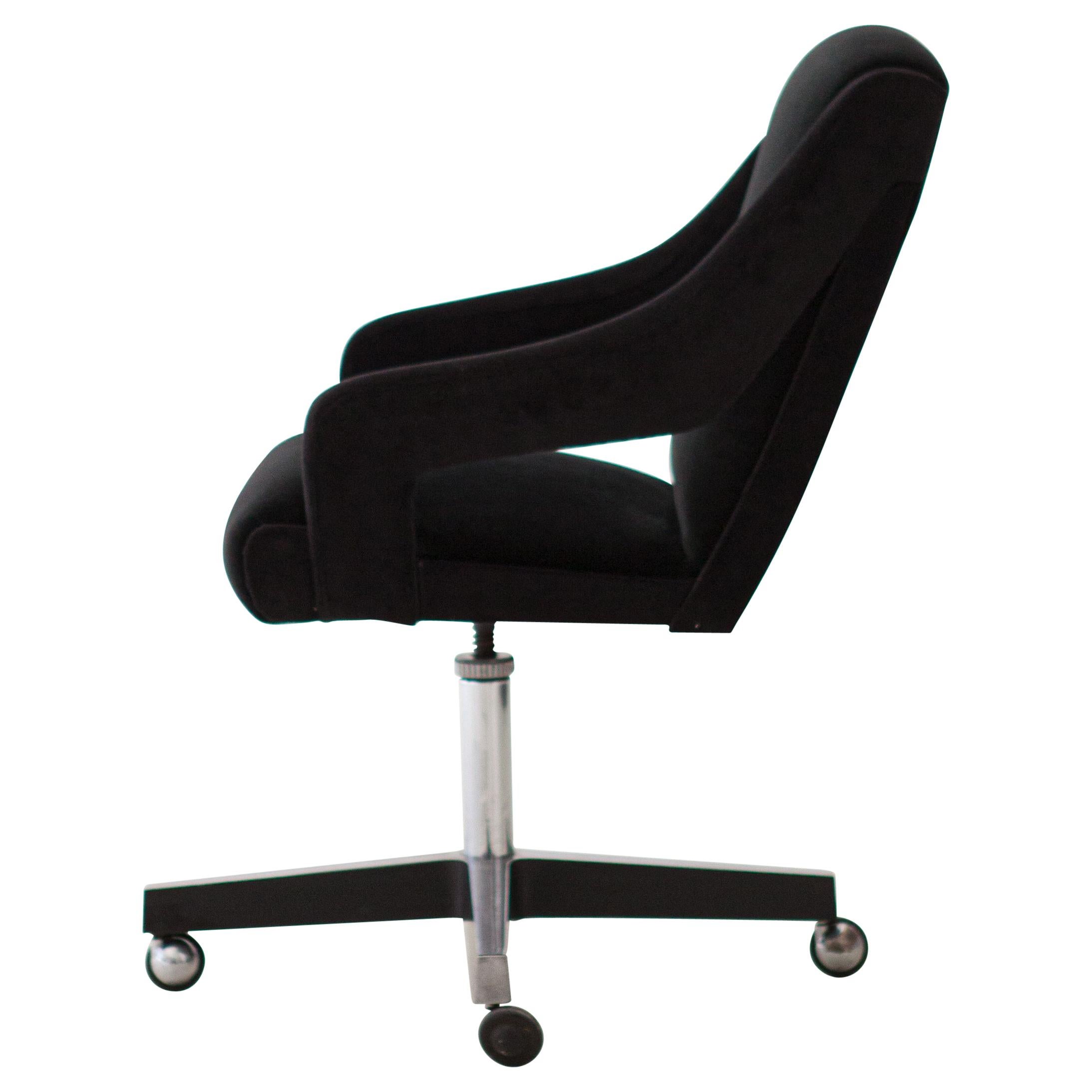 Italian Black Velvet and Steel Swivel Chair, 1950s For Sale at 1stDibs black velvet desk chair
