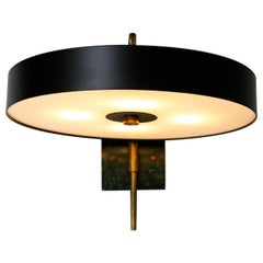 Italian Black Wall Lamp in Style Midcentury with Green Marble